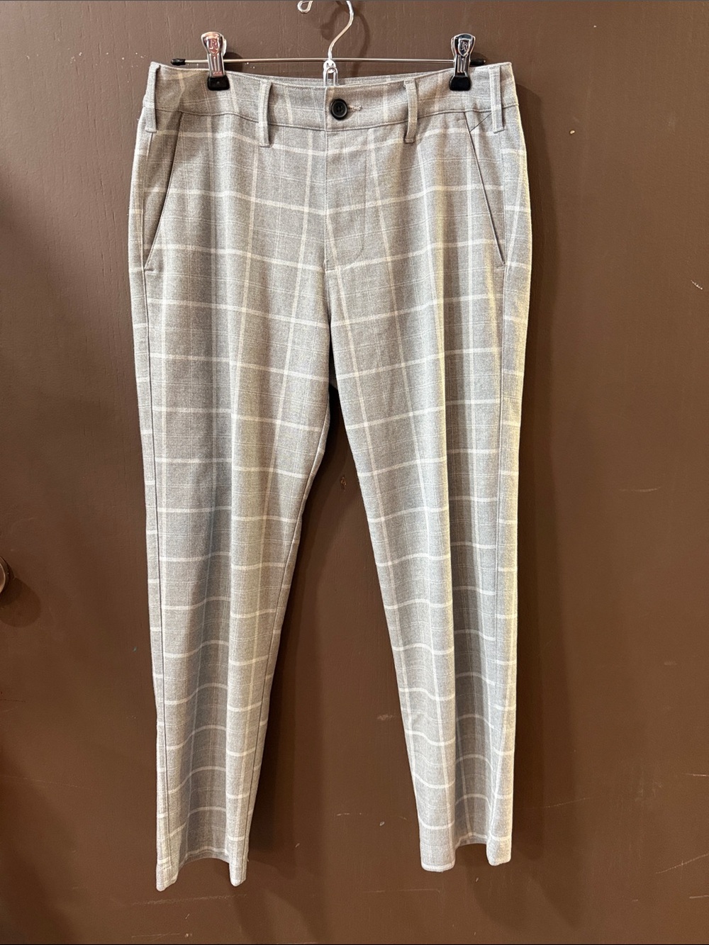 Hollister Light Gray Windowpane Dress Pants